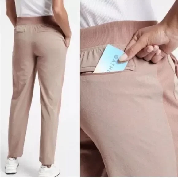 ATHLETA Brooklyn Textured Ankle Pant 982287 in Grain Camo Mocha Latte Size 8 - Picture 5 of 14